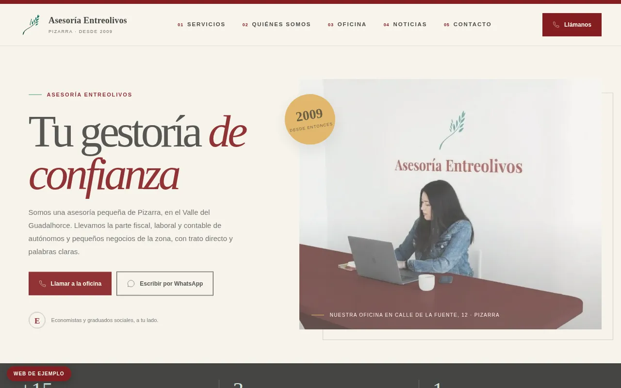 Propuesta moderna para la web de Asesoría Entreolivos